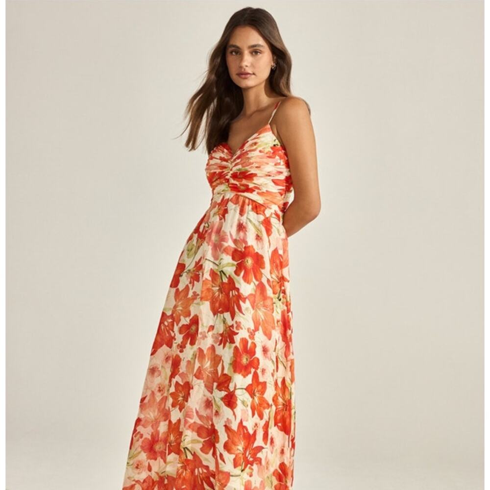 Forever New Jolie Ruched Floral Maxi Dress Womens 10 Cottagecore Whimsy Fairy